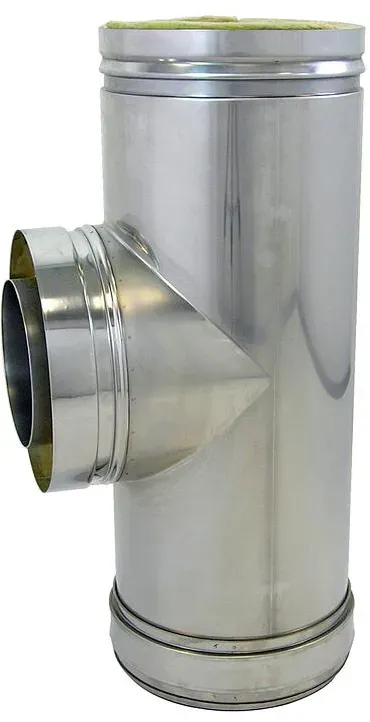 Edelstahl-Abgassystem doppelwandig FU Feuerungsanschluss 90° 500mm (Ausführung: D180)