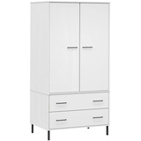 DOTMALL Kleiderschrank Kleiderschrank OSLO Metallbeine Weiß 90x55x172,5 cm Massivholz weiß