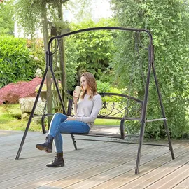 Outsunny Gartenschaukel Schwarz 2-Sitzer
