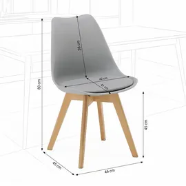 Homestyle4u Küchenstuhl gepolstert grau