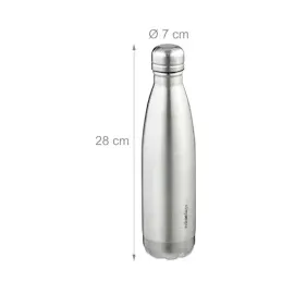 Relaxdays Trinkflasche Edelstahl, 500 ml, Silber