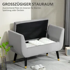 Homcom Sitzbank mit Stauraum Armlehnen Polsterbank mit Samtoptik, Sitztruhe mit Holzbeine, Truhenbank für Wohnzimmer Schlafzimmer Flur 107 x 42 x 65 cm, Esszimmer, Bänke, Sitzbänke