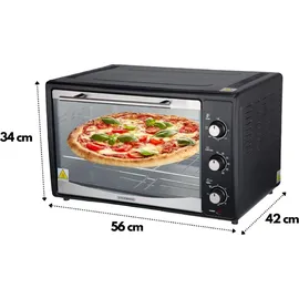 Steinborg Minibackofen Pizzaofen 45L mit Umluft 1800W schwarz