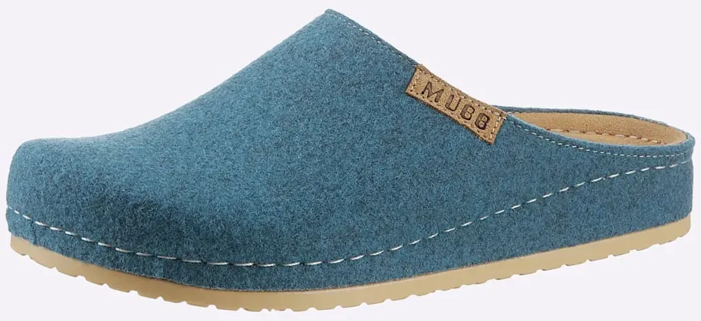 Hausschuh MUBB, Damen, Gr. 39, bunt (aquapetrol), Wolle, Schuhe Hausschuh
