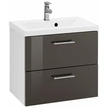 WELLTIME Waschbeckenunterschrank WELLTIME "Venedig", weiß (weiß, grau, grau), B:60cm H:54cm T:39cm, Schränke, Waschbeckenunterschrank, Badmöbel, Waschtisch inkl. Waschbecken, Breite 60 cm