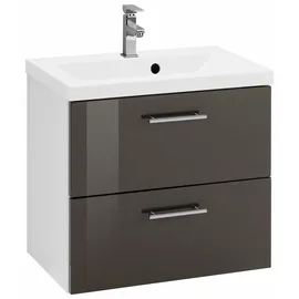 WELLTIME Waschbeckenunterschrank WELLTIME "Venedig", weiß (weiß, grau, grau), B:60cm H:54cm T:39cm, Schränke, Waschbeckenunterschrank, Badmöbel, Waschtisch inkl. Waschbecken, Breite 60 cm