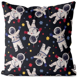 Kissenbezug, VOID (1 Stück), Astronaut Sterne Bunt Rakete Kinder Weltall Kinderzimmer Spielzeug al bunt 40 cm x 40 cm