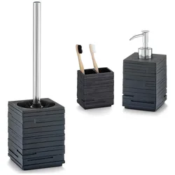 3-teiliges Badaccessoire-Set - Schiefer Optik
