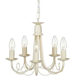 Kronleuchter Minster, 5 Lichter, Elfenbein/Goldpatina