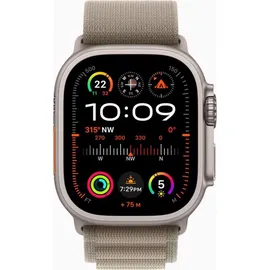 Apple Watch Ultra 2 GPS + Cellular 49 mm Titangehäuse natur, Alpine Loop olive L