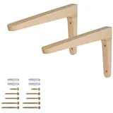 MS Beschläge 250mm x 150mm 1 Paar Holzwinkel Buchenholz Regalträger Holzkonsole