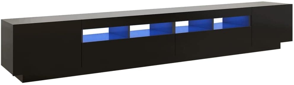 vidaXL TV Schrank mit LED-Leuchten Lowboard Sideboard Fernsehschrank Fernsehtisch TV Möbel Tisch Board HiFi-Schrank Schwarz 260x35x40cm