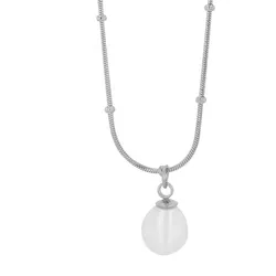 Kette mit Anhänger ADELIA ́S "Neuheit 2025 - Damen Edelstahl Halskette mit Anhänger mit Perle", silber, perle, Halsketten, Damen, unbekannt, Edelstahl
