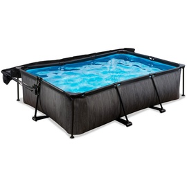 EXIT TOYS EXIT Black Wood Pool 220x150x65cm mit Filterpumpe und Sonnensegel - schwarz