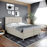 Boxspringbett Doppelbett DANTE   180x200cm Bett mit Bonellmatratze, mit Bettkasten f r Bettw sche und Topper. EIN Bett mit einem klassischen, kontu... - Beige