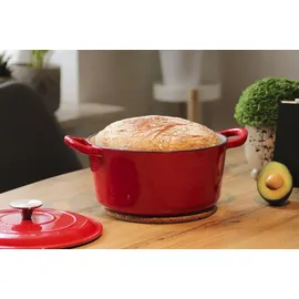 Echtwerk Schmortopf aus Gusseisen mit Emaille-Beschichtung, Brotbacktopf, Für Backöfen, Grill und Induktion geeignet, rot, 3,5 L, Ø 22,5 cm