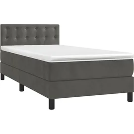 vidaXL Boxspringbett mit Matratze & LED Dunkelgrau 100x200 cm Samt