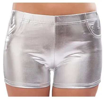 Lack-Hotpants, silber