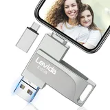 USB Stick 256GB für Phone,Levida Speicherstick,Photostick,Externer Speicher 4 in 1,Fotostick 3.0,Flash Drive für Handy,iOS,Android,Pad,Laptop,Pc(Mobile Memory,Automatic Photo Backup),Hellsilber