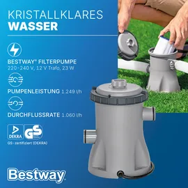 BESTWAY Steel Pro Max Frame Pool Set 305 x 76 cm lichtgrau inkl. Filterpumpe