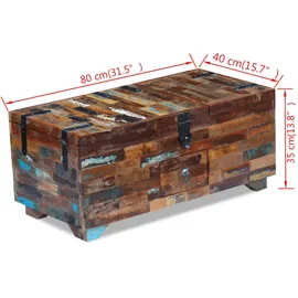 vidaXL Couchtisch Truhe Altholz Massiv 80x40x35 cm