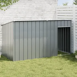 vidaXL Hundehütte mit Auslauf Anthrazit Verzinkter Stahl