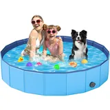 YSJILIDE Hundepool, 160 x 30CM Hundepools für Kleine, Mittlere & Große, PVC Faltbare planschbecken für Kinder für Abriebfest&rutschfest