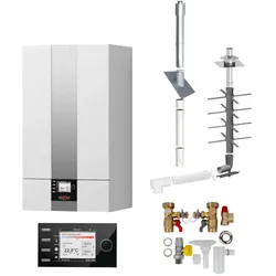 WOLF Gas-Brennwert-Therme CGB-2-38, 38 kW ohne Regelung Aufputz Schrägdach + 2,8 m