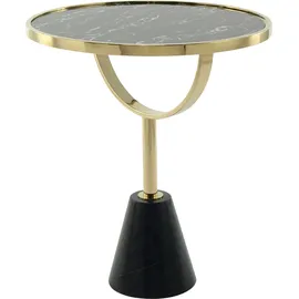 Kayoom Beistelltisch KAYOOM "Rocio, Ausgefallenes Design,Stabiler Marmor-Sockel", schwarz, B:46cm H:54cm T:46cm, Tischplatte: 100% marmorisiertes Glas / Gestell: Marmor, Edelstahl, Tische, Beistelltisch, ausgefallenes Gestell, stabiler Marmorfuß, marmorierte 