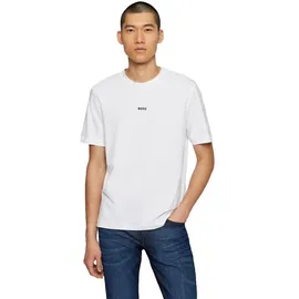 Boss T-Shirt mit Label-Print, Weiss, M