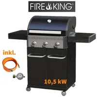 FireKing Gasgrill 3 Brenner Bellinzona III Schwarz