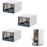 S.I.C Schuhbox, Schuhaufbewahrungsbehälter, Schuhregal mit ausziehbarer Schublade, Aufbewahrung, faltbar, stapelbar, platzsparend (Blaux3)