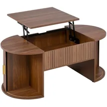 Okwish Höhenverstellbarer Couchtisch Braun Nussbaum 100 x 40,5 x 50 cm