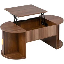 Okwish Höhenverstellbarer Couchtisch Braun Nussbaum 100 x 40,5 x 50 cm
