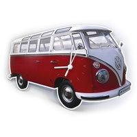 BRISA VW Collection - Volkswagen Wand-Werkstatt-Uhr-Zeitanzeiger-Clock-Zeitmesser im T1 Bus Design (Classic Bus/Rot)