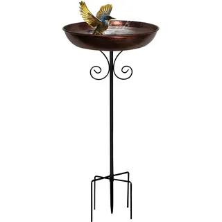Vogeltränke Stehend Groß Garten mit 4 Zackiger Sockel,Metall Vogeltränke Winterfest Vogelbad Garten Stehend,Wasserschale Frostsicher Vogelfutterspender für Vögel Draußen Garten (03)