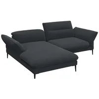 FLEXLUX Ecksofa Salino, Funktionssofa mit Recamiere, Relaxsofa, Ecksofa, Sofa mit Arm- und Kopfteil-Verstellungen, Kaltschaum & Stahl-Wellen grau