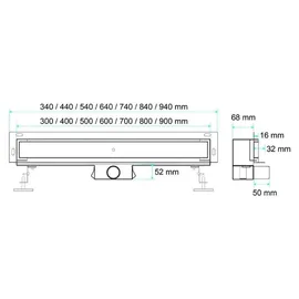 Fala Brick Duschrinne Wandablauf Ablaufrinne Edelstahl Ablauf Duschablauf Rinne Wand, Länge:90cm