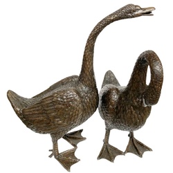 Casa Padrino Luxus Bronze Deko Skulpturen Gänse Bronzefarben - Bronze Dekofiguren - Luxus Hotel & Restaurant Deko Accessoires