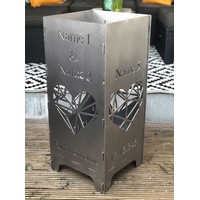 EXTRAVAGANT® Feuertonne, Feuerstelle, Feuerkorb, Feuersäule PERSONALISIERT für den Garten, Terrasse, Stahl, Rostoptik, Unikat, Edelrost, Geschenk Familie (3 Kinder)