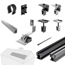 PV-Montagesystem Ziegeldach einstellbar, vertikal, 9 Kollektoren, Mounting Systems