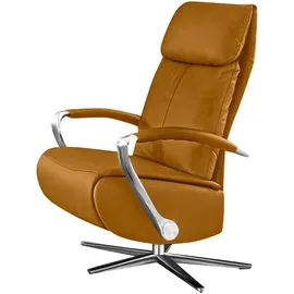 W.Schillig Relaxsessel W.SCHILLIG "rumbaa", gelb (brandy s37), B:73cm H:115cm T:84cm, Stoff S37 (100% Polyester): Luxus-Microfaser in Lederoptik, Sessel, Relaxsessel, wahlweise mit Doppelmotor, in Größen S, M & L, mit 5-Sternfuß