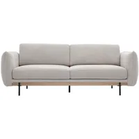 Designersofa TODD mit 3 Plätzen in beige Chenille-Stoff und schwarzem Metall