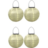 Youning Lampions Außen Wetterfest Solar LED Laterne Wasserdicht Hängende Solar Lampion für Außen 30cm Solarlaterne Outdoor Deko Nylon Papier Laterne Runde Gartenlampions Außenlaternen (4PCS/Beige)