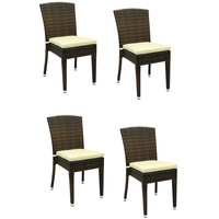 4x KONWAY® MAUI Stapelstuhl Lederlook Polyrattan Garten Sessel Set stapelbar