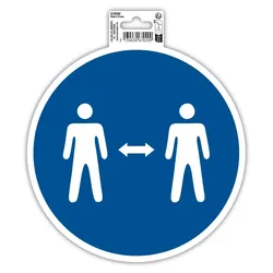 Exacompta 67020E Hinweisschild, Abstand halten, PVC, selbstklebend und rutschfest, 20 cm - Blau