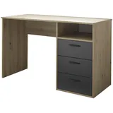 XXXLutz Boxxx Schreibtisch, Graphit, Eiche Artisan, Kunststoff, 3 Schubladen, rechteckig, 54x75x120 cm, Arbeitszimmer, Schreibtische, Bürotische