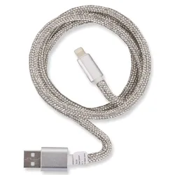 OHLALA! Glamour 1m USB Data Cable Silver für Apple Lightning mit Sync- und Ladefunktion