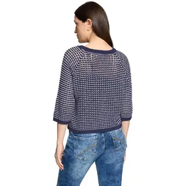 Cartoon Strickpullover Dunkelblau/Weiß 46