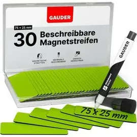 Gauder Magnetschilder ME-75x25, grün, 75 x 25 mm, für Handbeschriftung, 30 Stück